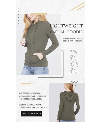 Women's Thermal Long Hoodie Zip Up Jacket Sweater Tops Solid_olive $11.75 Hoodies & Sweatshirts