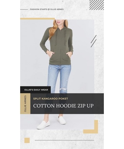 Women's Thermal Long Hoodie Zip Up Jacket Sweater Tops Solid_olive $11.75 Hoodies & Sweatshirts