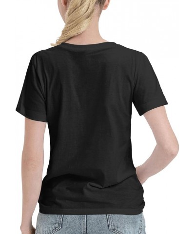 Women's T-Shirts Cotton Casual Top Summer Printed Round Neck Pullover Shirts Black Black $9.23 T-Shirts