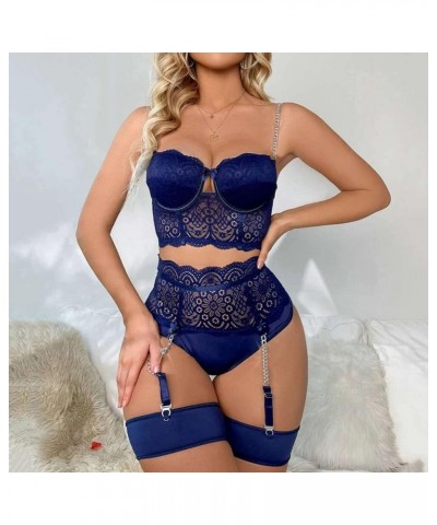 Women's Sexy Lace Chemise Babydoll One Piece Side Slit Mini Skirt See-Through Sleepwear Lingerie 3259-ndfbs-a-darkblue $11.59...