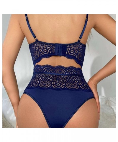 Women's Sexy Lace Chemise Babydoll One Piece Side Slit Mini Skirt See-Through Sleepwear Lingerie 3259-ndfbs-a-darkblue $11.59...