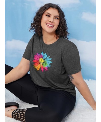 Women Plus Size Tops Daisy Graphic Tee Shirts Casual Cute Dandelion Tshirt Plus Size Clothes Tops A-grey 3 $8.24 Tops