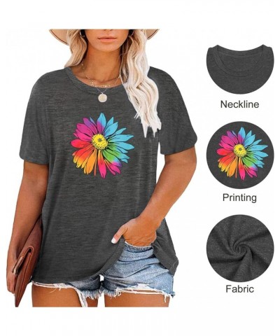 Women Plus Size Tops Daisy Graphic Tee Shirts Casual Cute Dandelion Tshirt Plus Size Clothes Tops A-grey 3 $8.24 Tops