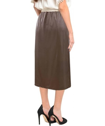 Baby'O Women's Basic Modest 26" Below The Knee Length Stretch Knit Straight Skirt Brown Faux Leather $14.27 Skirts