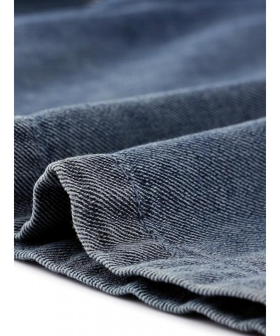Plus Size Denim Jackets with Hood for Women Layered Drawstring Utility Pockets Jean Jacket Gray Blue $31.79 Jackets
