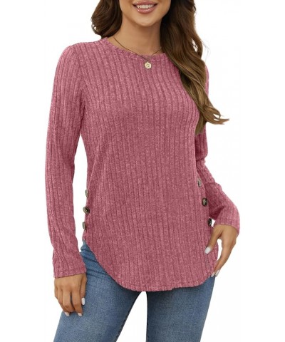 Women's Long Sleeve Fall Sweaters Lightweight Casual Crewneck Tunic Tops Dusty Pink $17.99 Hoodies & Sweatshirts