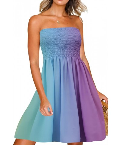 Womens Summer Beach Dresses Strapless Cover Ups Dress Tube Top Sundresses Rainbow $14.10 Swimsuits