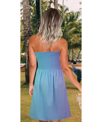 Womens Summer Beach Dresses Strapless Cover Ups Dress Tube Top Sundresses Rainbow $14.10 Swimsuits