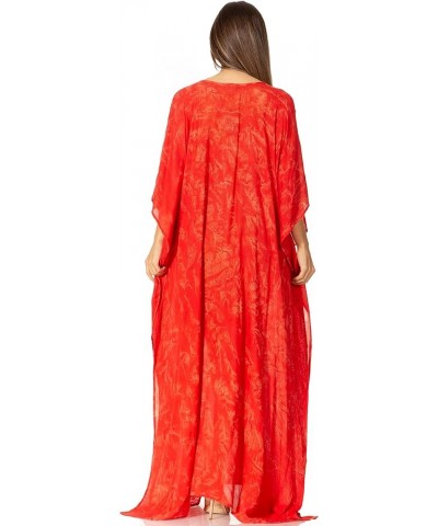 Catia Women's Boho Casual Long Maxi Caftan Dress Kaftan Cover-up LougeWear 24-red $19.71 Swimsuits