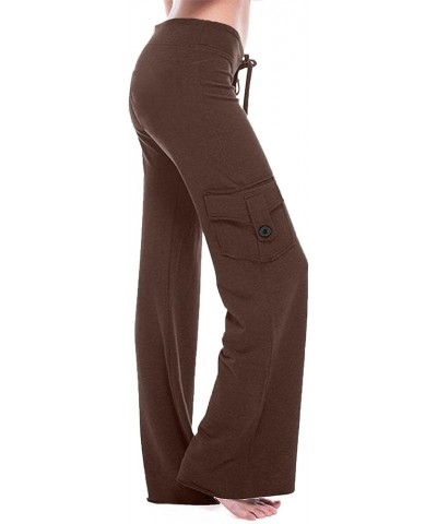 Women Loose Fit Pants Stretch Low Waisted Trousers Soft Wide Leg Long Jogger Pants Casual Workout Streetwear Pants Brown 3 $8...