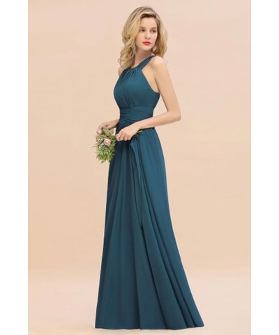 Women's Elegant Bridesmaid Dresses Round Neck Sleeveless with Ruffles Dress Prom Party Evening Fuchsia Pink $27.53 Dresses