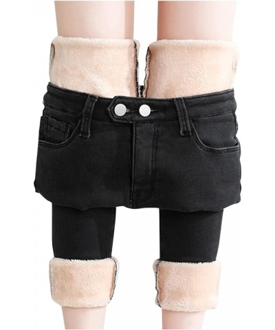 Winter Leggings for Women Fleece Lined Warm Elastic Thermal Legging Pants Sherpa Fleece Lined Thick Tights Denim Pants Black ...