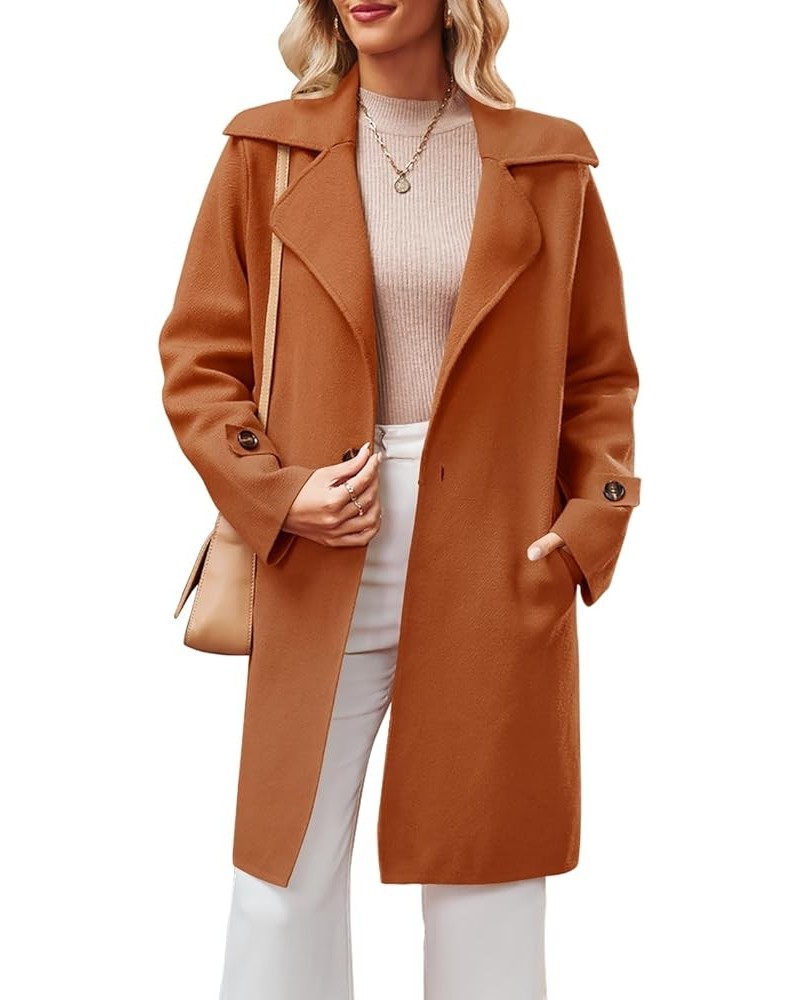 Women's 2024 Winter Spring Long Sleeve Lapel Cardigan Knit Classy Sweater Jacket Pea Coats Orange $24.75 Sweaters