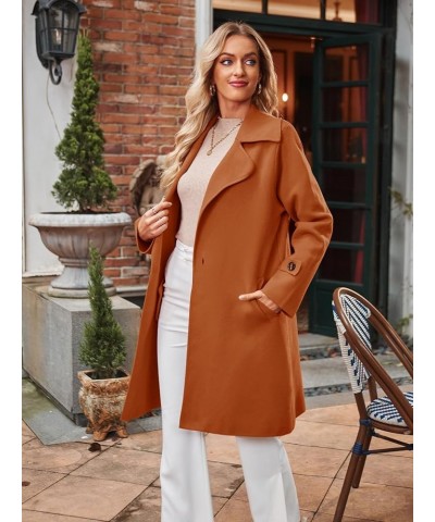 Women's 2024 Winter Spring Long Sleeve Lapel Cardigan Knit Classy Sweater Jacket Pea Coats Orange $24.75 Sweaters