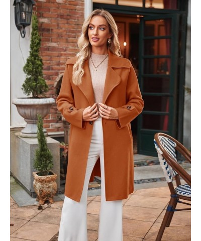 Women's 2024 Winter Spring Long Sleeve Lapel Cardigan Knit Classy Sweater Jacket Pea Coats Orange $24.75 Sweaters