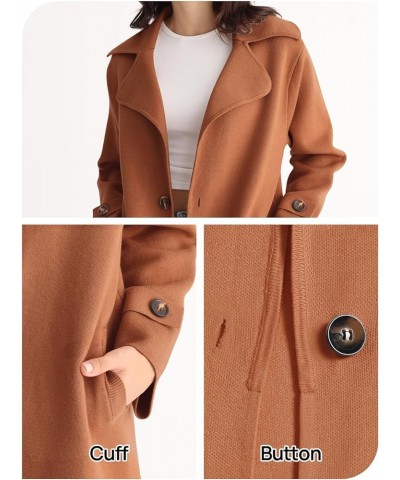 Women's 2024 Winter Spring Long Sleeve Lapel Cardigan Knit Classy Sweater Jacket Pea Coats Orange $24.75 Sweaters