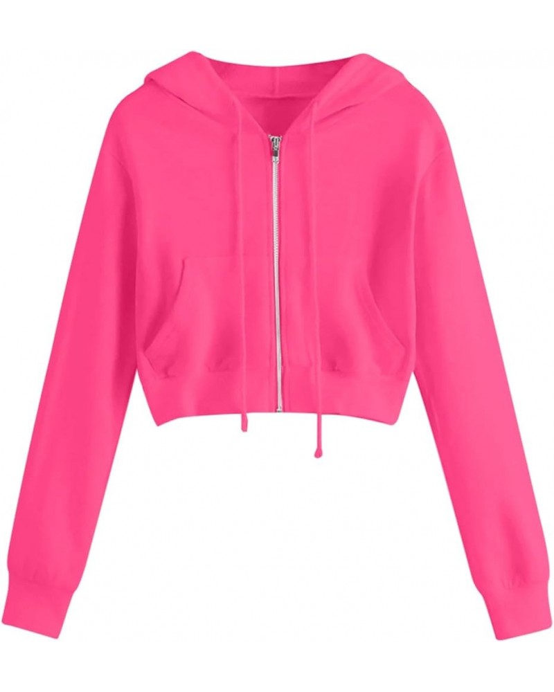 Zip Up Hoodies for Women Cropped Long Sleeve Sweatshirts Jackets Trendy Y2k Crop Tops Teen Girls Clothes 2023 J010-red $7.79 ...