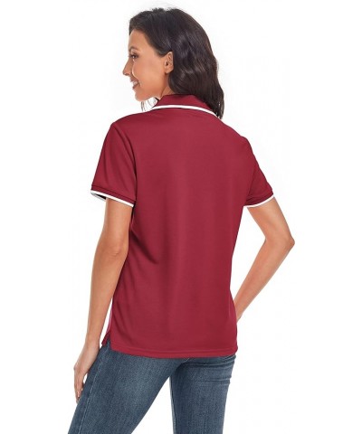 Women Polo Shirts Moisture Wicking Golf Shirts Slim Fit Golf Apparel Athletic Tennis Casual T-Shirts S/M/L/XL/XXL C-wine Red ...