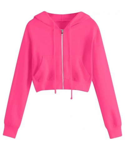 Zip Up Hoodies for Women Cropped Long Sleeve Sweatshirts Jackets Trendy Y2k Crop Tops Teen Girls Clothes 2023 J010-red $7.79 ...