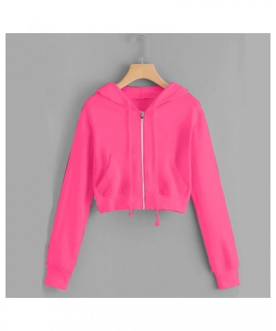 Zip Up Hoodies for Women Cropped Long Sleeve Sweatshirts Jackets Trendy Y2k Crop Tops Teen Girls Clothes 2023 J010-red $7.79 ...