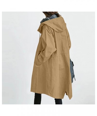 Women Trench Coat Hooded Coat Outwear Womens Elegant Windbreaker Wild Winter Women's Coat Women Trench Coat Women Khaki-a $17...