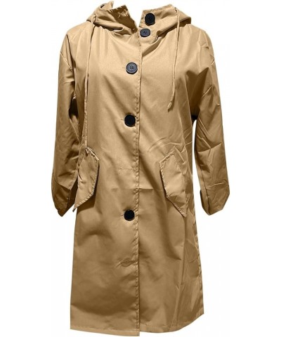 Women Trench Coat Hooded Coat Outwear Womens Elegant Windbreaker Wild Winter Women's Coat Women Trench Coat Women Khaki-a $17...