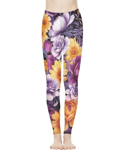 Womens High Waist Yoga Pants, Durable & Stretch, Tummy Contral Workout Running Sports Leggings Beautiful Flower $8.09 Pants