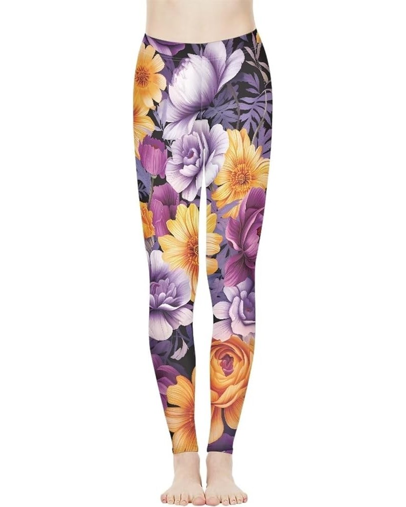 Womens High Waist Yoga Pants, Durable & Stretch, Tummy Contral Workout Running Sports Leggings Beautiful Flower $8.09 Pants