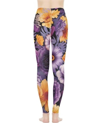 Womens High Waist Yoga Pants, Durable & Stretch, Tummy Contral Workout Running Sports Leggings Beautiful Flower $8.09 Pants