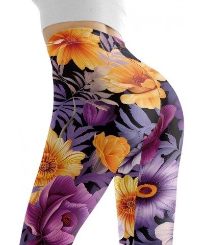 Womens High Waist Yoga Pants, Durable & Stretch, Tummy Contral Workout Running Sports Leggings Beautiful Flower $8.09 Pants