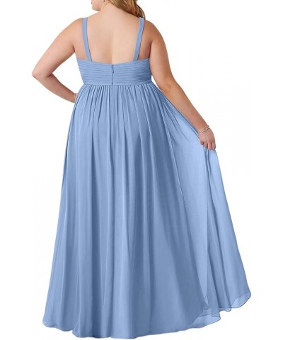 LCSEWIDY Floor-Length Chiffon Bridesmaid Dress - Sleeveless V-Neck A-Line/Princess Gown with Pleated Details and Leg Slit Ste...