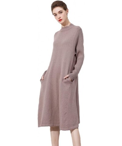 Women's Long Sleeve Sweater Dresses Pullover Casual Turtleneck Knit Sweater Long Dresses with Pockets Coffee $23.60 Sweaters