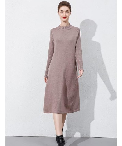 Women's Long Sleeve Sweater Dresses Pullover Casual Turtleneck Knit Sweater Long Dresses with Pockets Coffee $23.60 Sweaters