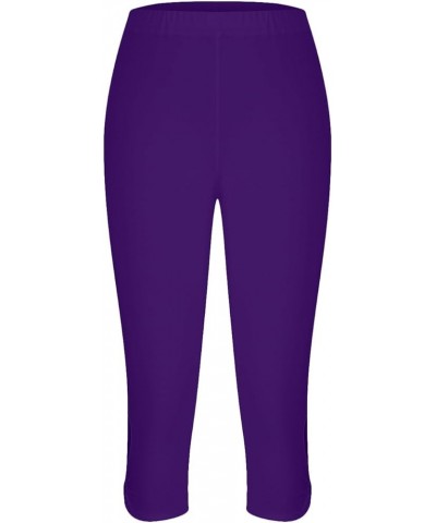 Capri Leggings for Women Black Workout Yoga Leggings Slim Fit Stretch Pants High Waist Summer Soft Comfy Gym Capris Purple $5...