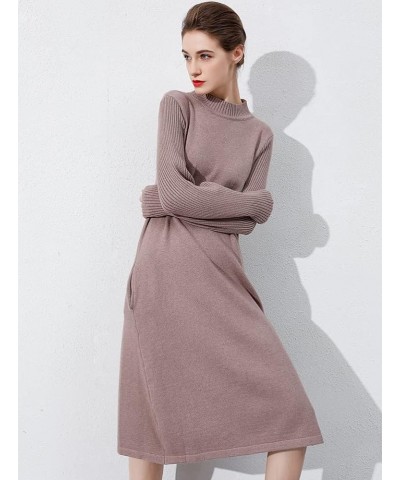 Women's Long Sleeve Sweater Dresses Pullover Casual Turtleneck Knit Sweater Long Dresses with Pockets Coffee $23.60 Sweaters