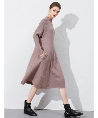 Women's Long Sleeve Sweater Dresses Pullover Casual Turtleneck Knit Sweater Long Dresses with Pockets Coffee $23.60 Sweaters