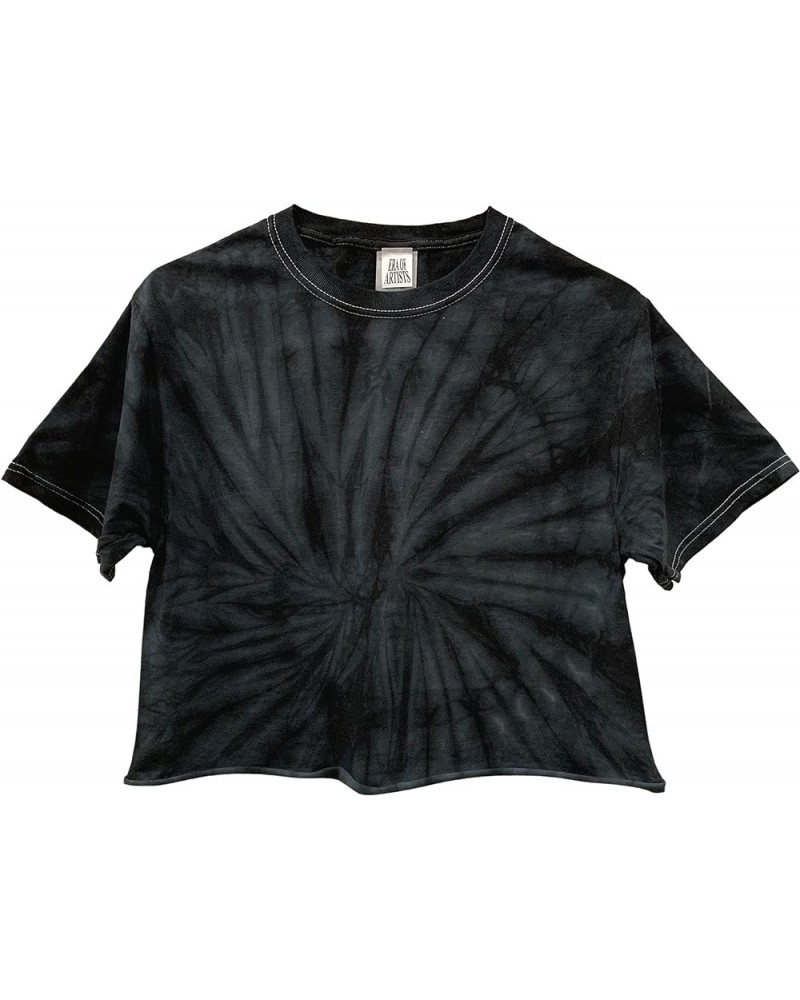 Pastel Rainbow Tie-Dye Unisex Short Sleeve Cropped Tee Black $9.45 T-Shirts