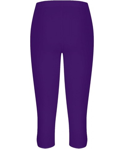 Capri Leggings for Women Black Workout Yoga Leggings Slim Fit Stretch Pants High Waist Summer Soft Comfy Gym Capris Purple $5...