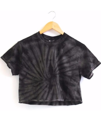 Pastel Rainbow Tie-Dye Unisex Short Sleeve Cropped Tee Black $9.45 T-Shirts