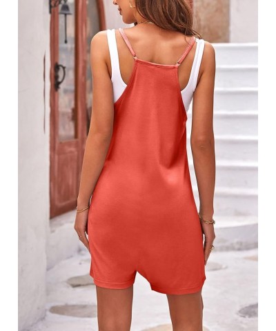 Women's Short Rompers Spaghetti Strap Sleeveless Jumpsuit Summer Overall with Pockets Orange $9.89 Overalls