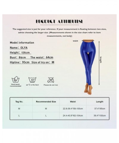 Women's Glossy Ice Silk Leggings Pants Cutout Footless Tights Stretchy Leggings Royal Blue $8.06 Leggings