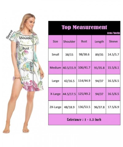 Women's PJ Nightshirt, Short Sleeves Nightgown Sleepwear Lingerie Sleep Dress(S-2XL) Multi 3 $16.51 Sleep & Lounge