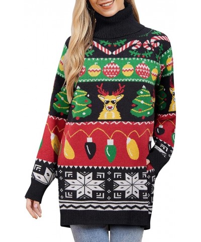 Women's Turtleneck Oversized Ugly Christmas Sweaters Long Pullover Warm Cozy Sweater Dress Knit Tops with Pockets Grey 02 $7....