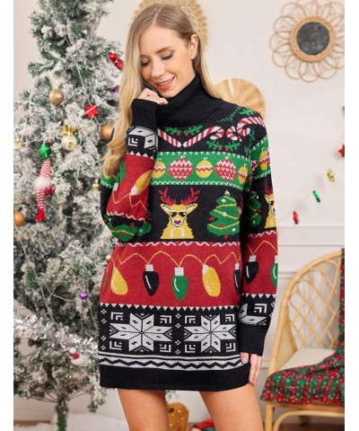 Women's Turtleneck Oversized Ugly Christmas Sweaters Long Pullover Warm Cozy Sweater Dress Knit Tops with Pockets Grey 02 $7....