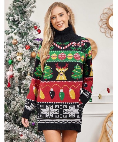 Women's Turtleneck Oversized Ugly Christmas Sweaters Long Pullover Warm Cozy Sweater Dress Knit Tops with Pockets Grey 02 $7....