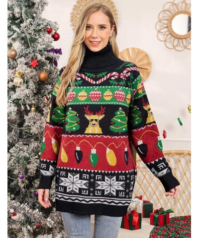 Women's Turtleneck Oversized Ugly Christmas Sweaters Long Pullover Warm Cozy Sweater Dress Knit Tops with Pockets Grey 02 $7....