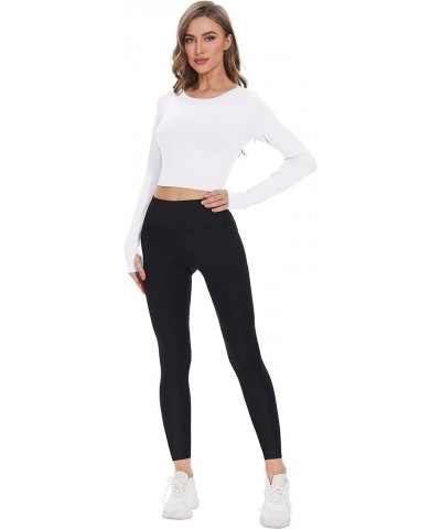 Crop Tops for Women Long Sleeve, Workout Shirts for Women, Seamless Workout Tops, Breathable Yoga Athletic Gym Shirts White $...