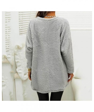 Cute Womens Tops Winter Warm Fleece Thickening Plus Size Casual Loose Lightweight Pullover with Pocket Grey 4 $4.57 Shirts