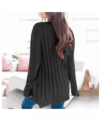 Cardigan Sweaters for Women Plus Size Long Sleeve Cable Knit Button Down Casual Chunky Outwear Coats with Pocket Dark Gray $1...