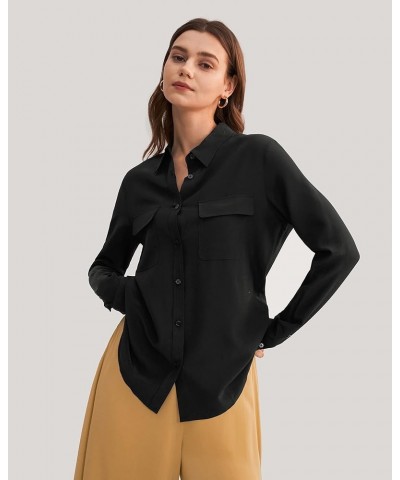 Silk Shirts for Women 100% Long Sleeve Ladies Shirts 18 Momme Silk Tops Black $45.88 Blouses